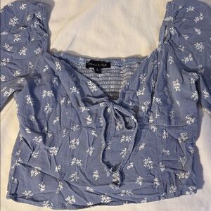 Kendall & Kylie Blue and White Floral Blouse